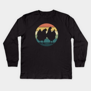 Retro Rainbow Hens for Chicken Lovers Kids Long Sleeve T-Shirt